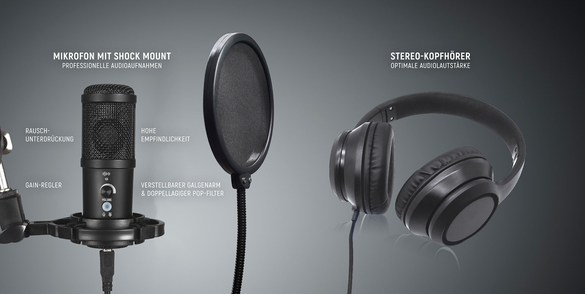 MyStudio Podcast Kit mit Stereo-Kopfhörern